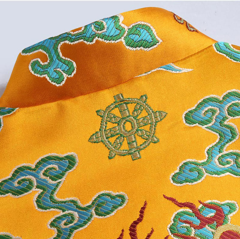 Nimara Ritual Chinese New Year Dragon Embroidery Auspicious Clouds Frog-button Tang Suit Men's Jacket Shirt