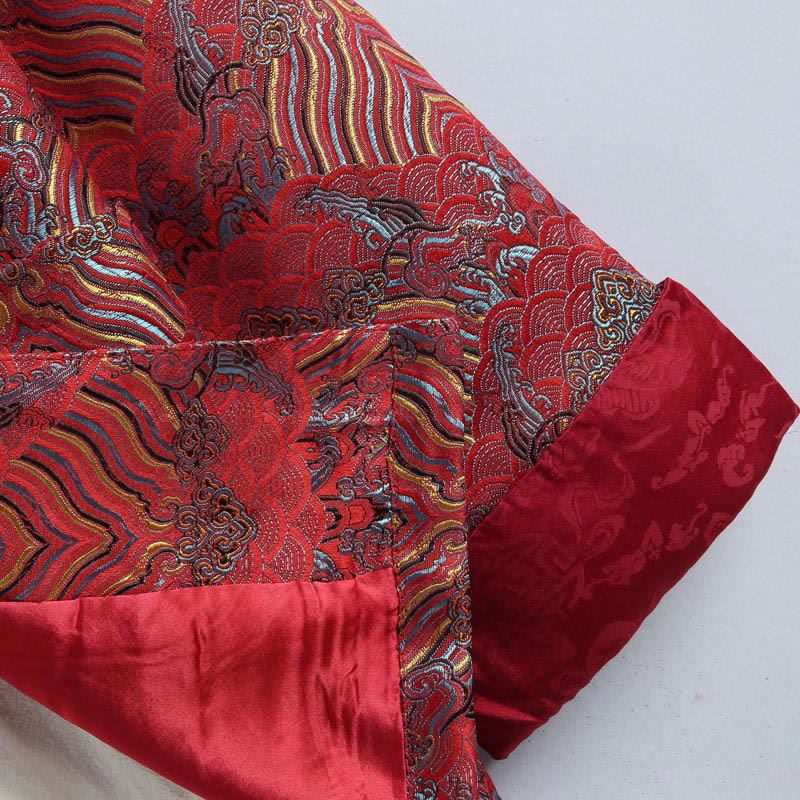 Nimara Ritual Chinese New Year Jacquard Damask Seawater Pattern Frog-button Tang Suit Men's Jacket Shirt With Pockets