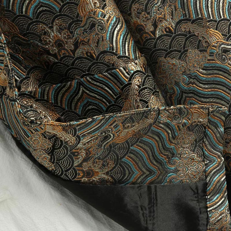 Nimara Ritual Chinese New Year Jacquard Damask Seawater Pattern Frog-button Tang Suit Men's Jacket Shirt With Pockets