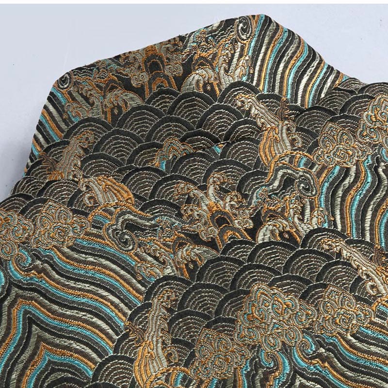 Nimara Ritual Chinese New Year Jacquard Damask Seawater Pattern Frog-button Tang Suit Men's Jacket Shirt With Pockets