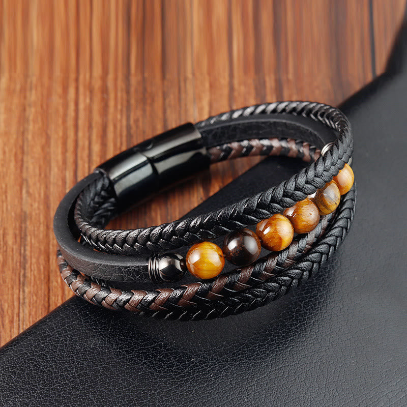 Nimara Ritual Tiger Eye Stone Protection Leather Bracelet