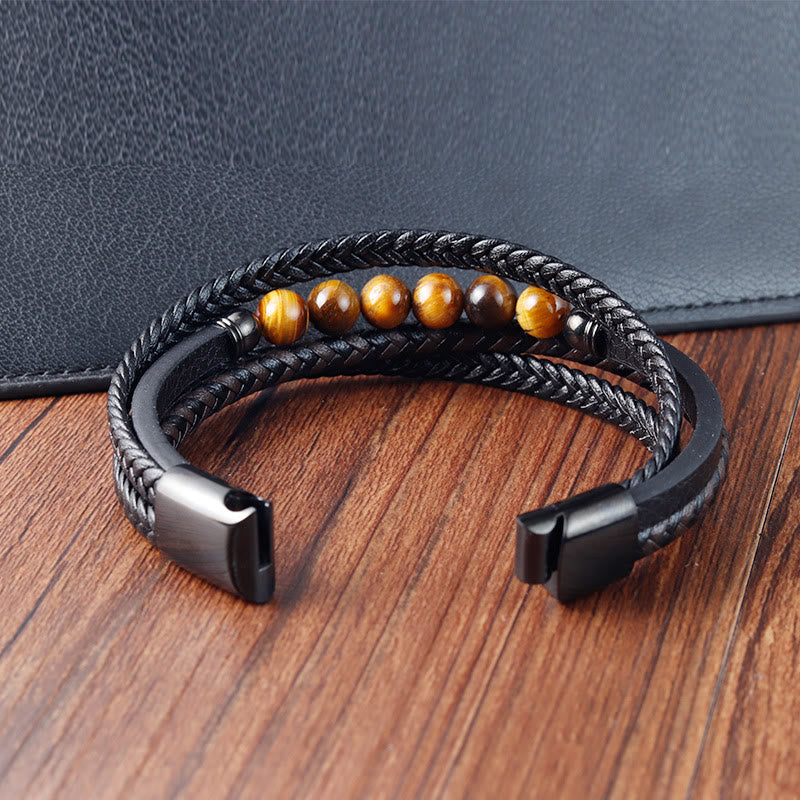 Nimara Ritual Tiger Eye Stone Protection Leather Bracelet