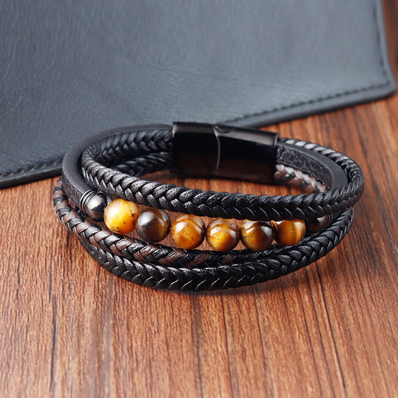 Nimara Ritual Tiger Eye Stone Protection Leather Bracelet