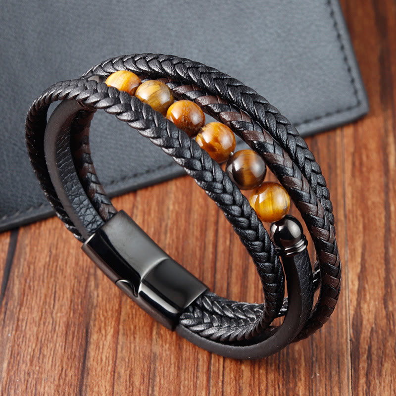 Nimara Ritual Tiger Eye Stone Protection Leather Bracelet