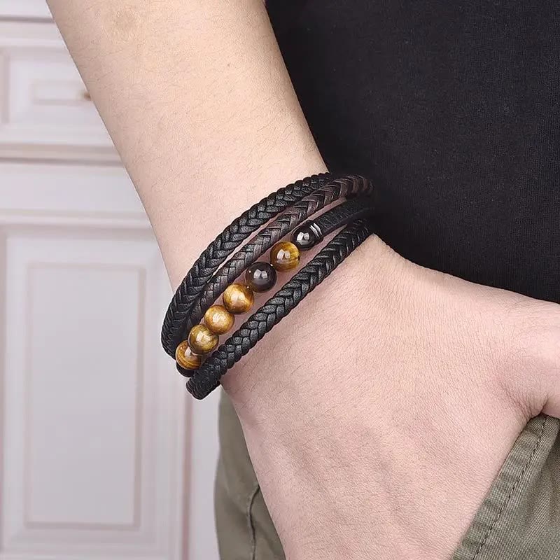 Nimara Ritual Tiger Eye Stone Protection Leather Bracelet