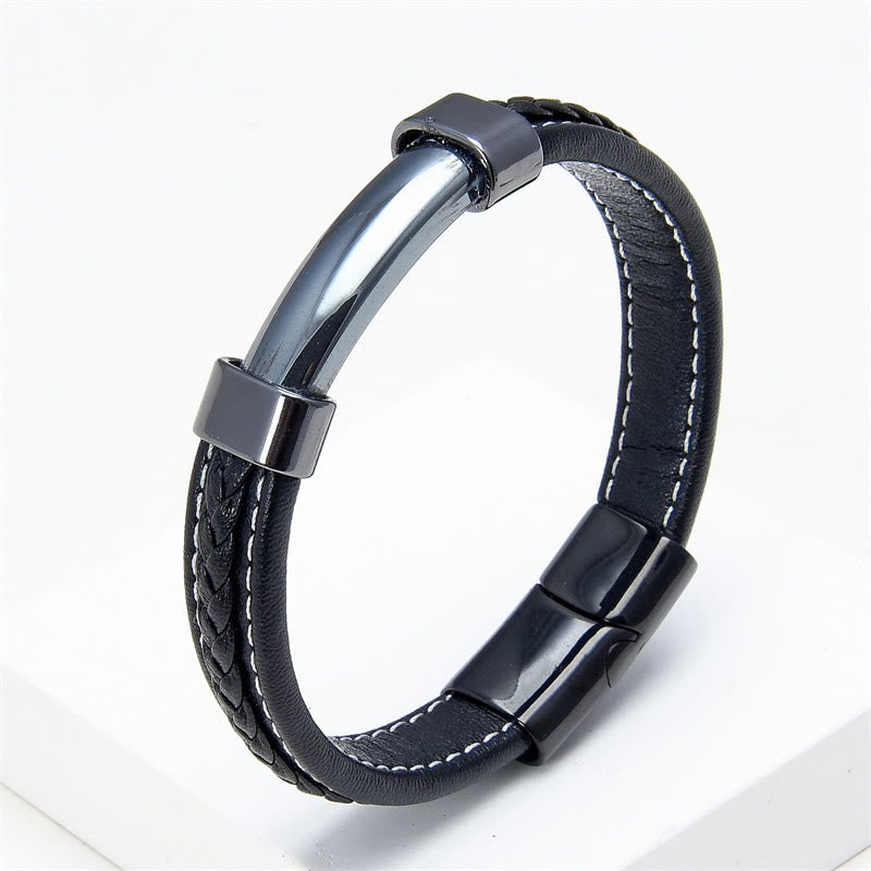 Nimara Ritual Lazurite Lapis Lazuli Tiger Eye Rhodonite Hematite Black Onyx Stone Balance Leather Bracelet
