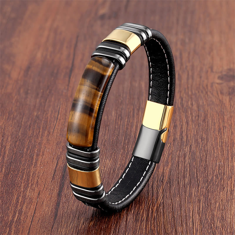 Nimara Ritual Tiger Eye Stone Clear Thinking Leather Buckle Bracelet