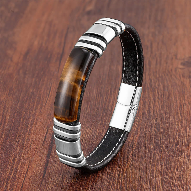 Nimara Ritual Tiger Eye Stone Clear Thinking Leather Buckle Bracelet
