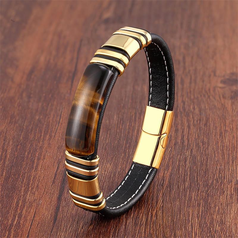 Nimara Ritual Tiger Eye Stone Clear Thinking Leather Buckle Bracelet