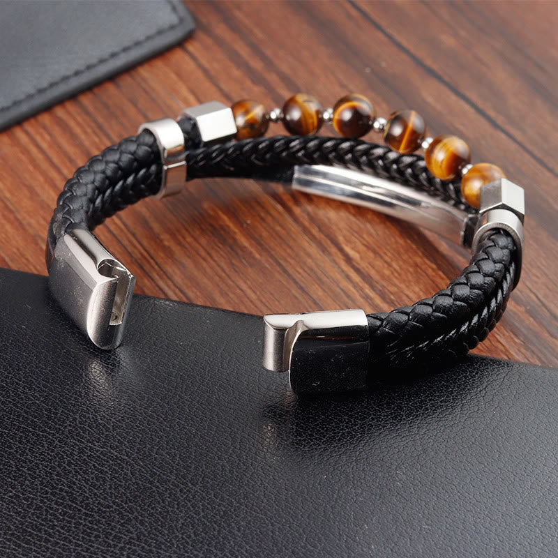 Nimara Ritual Tiger Eye Bead Multi-layered Grounding Leather Buckle Bracelet