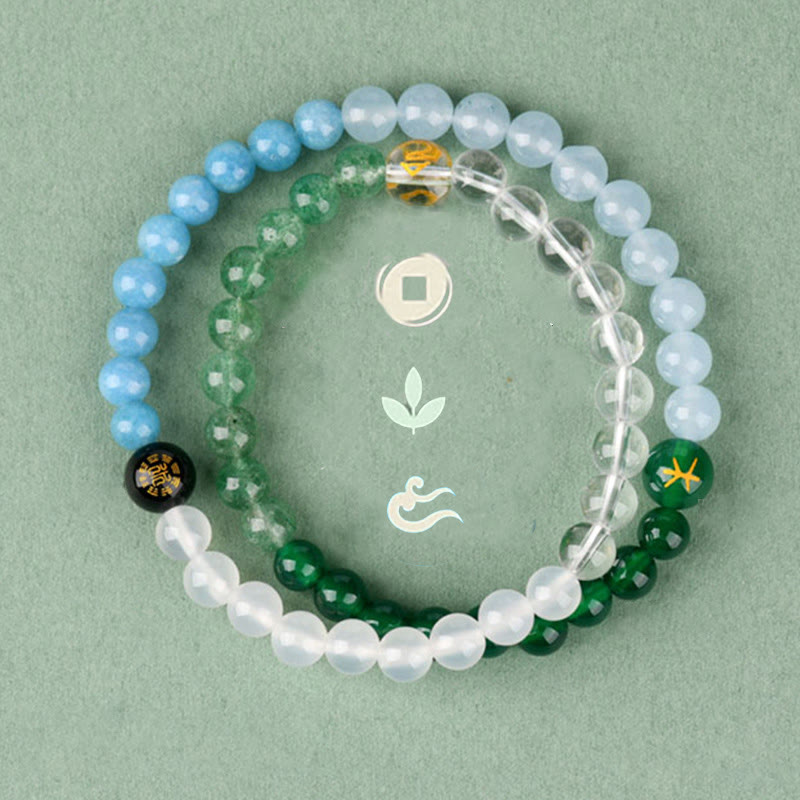 Nimara Ritual Five Elements Various Crystal Agate Strawberry Quartz Wisdom Bracelet