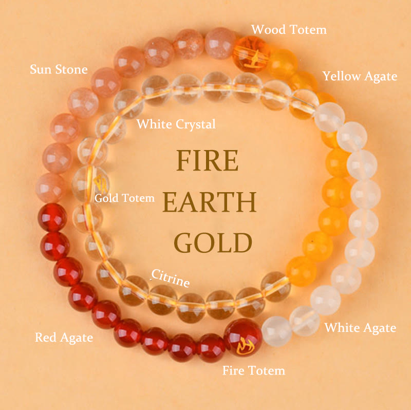 Nimara Ritual Five Elements Various Crystal Agate Strawberry Quartz Wisdom Bracelet
