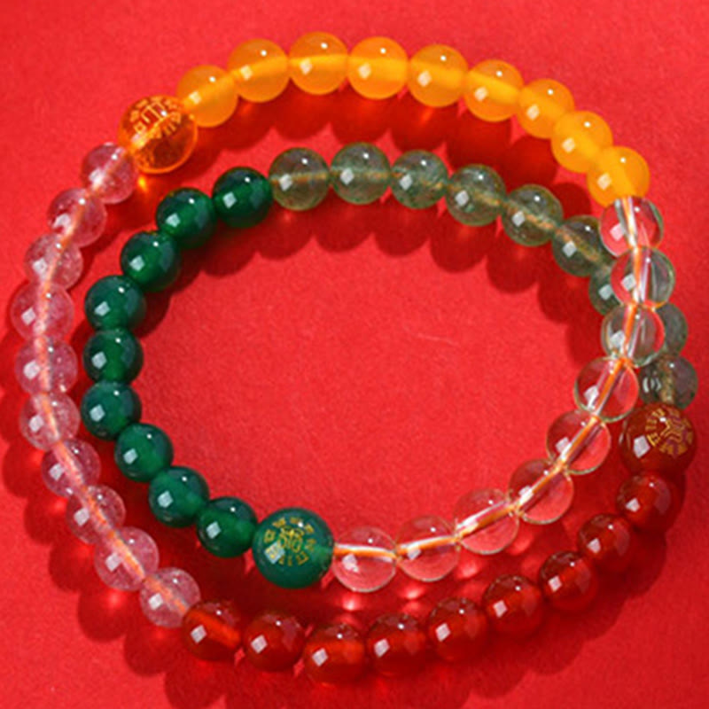 Nimara Ritual Five Elements Various Crystal Agate Strawberry Quartz Wisdom Bracelet