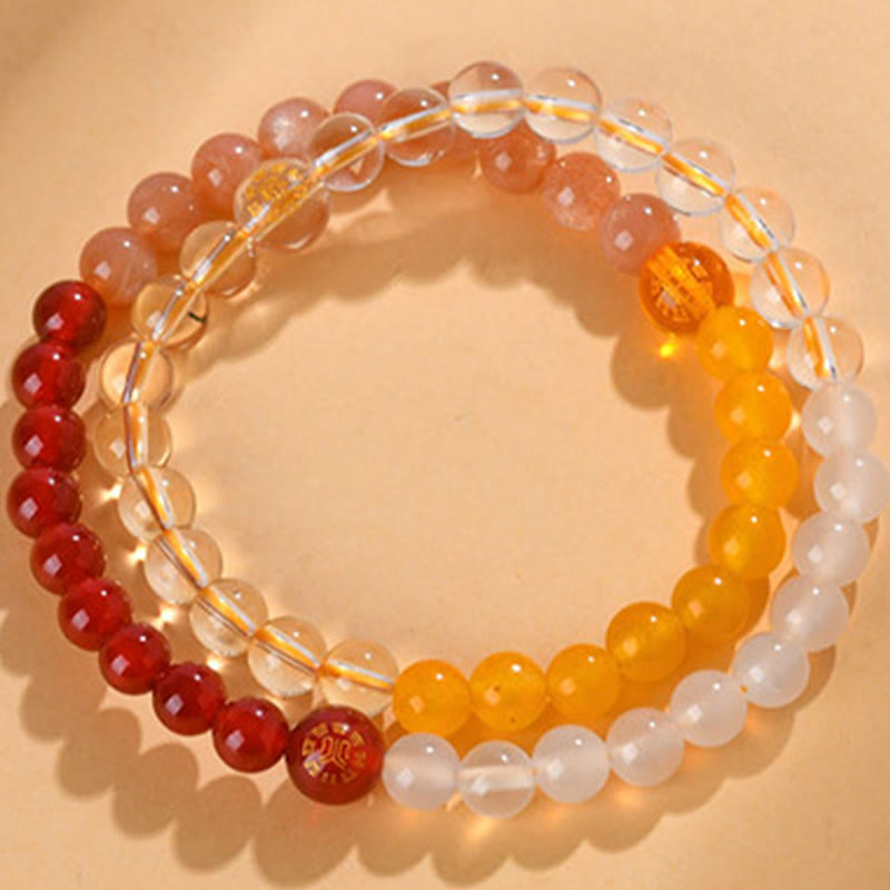 Nimara Ritual Five Elements Various Crystal Agate Strawberry Quartz Wisdom Bracelet
