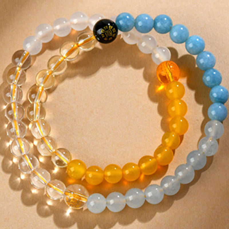 Nimara Ritual Five Elements Various Crystal Agate Strawberry Quartz Wisdom Bracelet