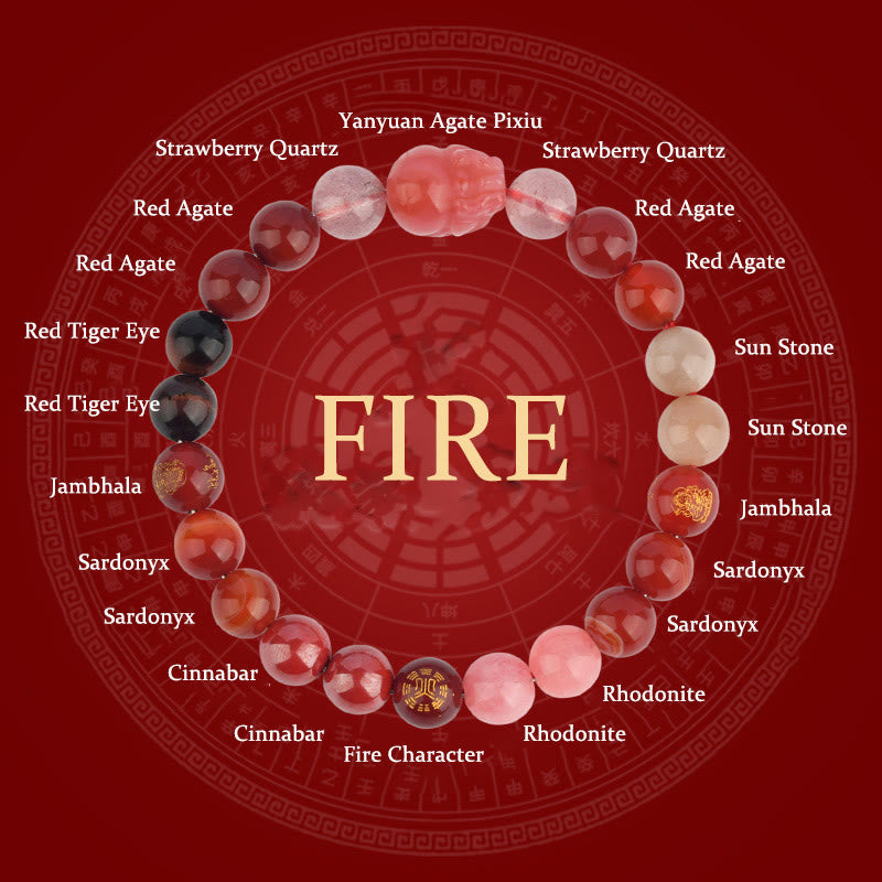 Nimara Ritual Five Elements Various Crystal Agate Pixiu Wealth Bracelet