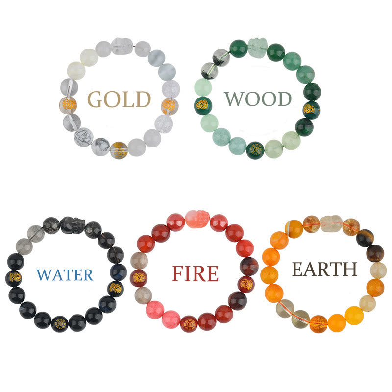 Nimara Ritual Five Elements Various Crystal Agate Pixiu Wealth Bracelet