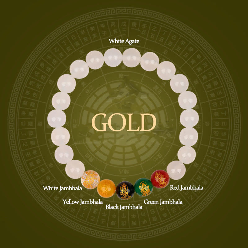 Nimara Ritual Five Elements Various Agate Jambhala Luck Bracelet
