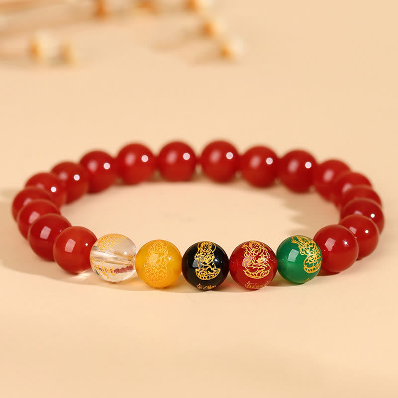 Nimara Ritual Five Elements Various Agate Jambhala Luck Bracelet