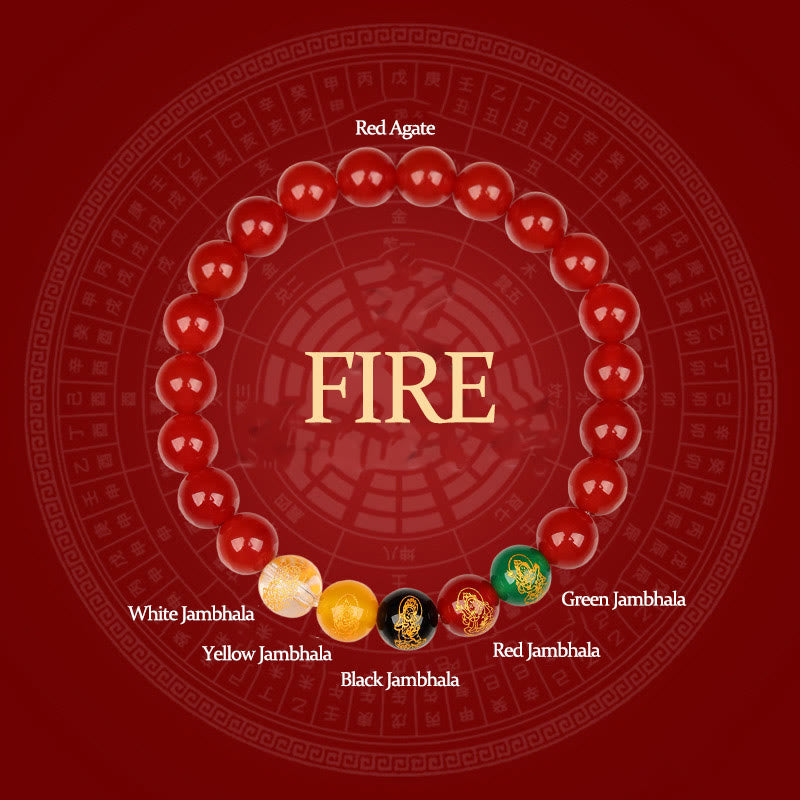 Nimara Ritual Five Elements Various Agate Jambhala Luck Bracelet