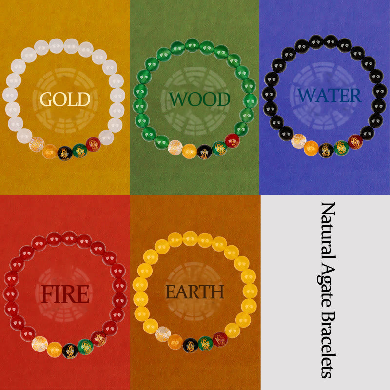 Nimara Ritual Five Elements Various Agate Jambhala Luck Bracelet