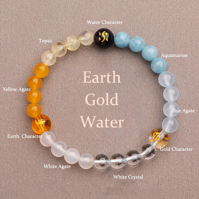 Nimara Ritual Five Elements Various Agate Crystal Sun Stone Wisdom Bracelet