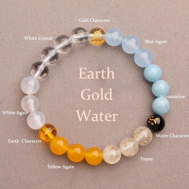 Nimara Ritual Five Elements Various Agate Crystal Sun Stone Wisdom Bracelet