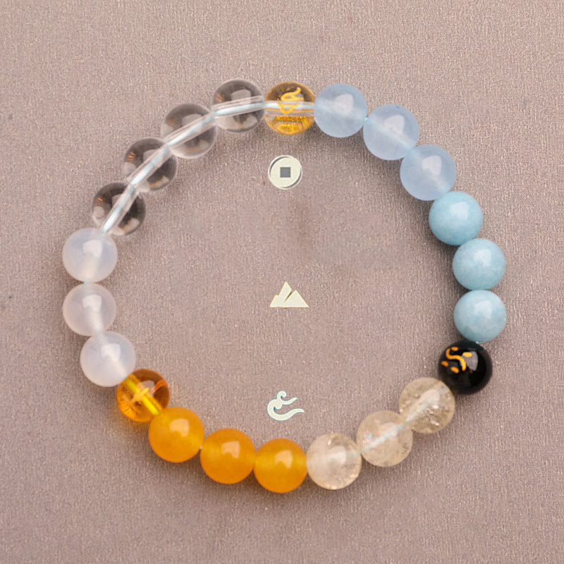Nimara Ritual Five Elements Various Agate Crystal Sun Stone Wisdom Bracelet