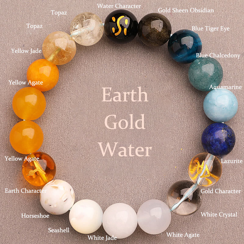 Nimara Ritual Five Elements Various Agate Crystal Sun Stone Wisdom Bracelet