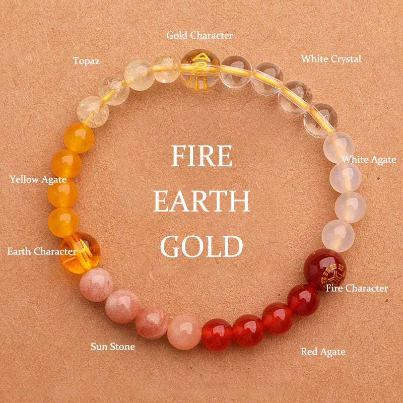Nimara Ritual Five Elements Various Agate Crystal Sun Stone Wisdom Bracelet
