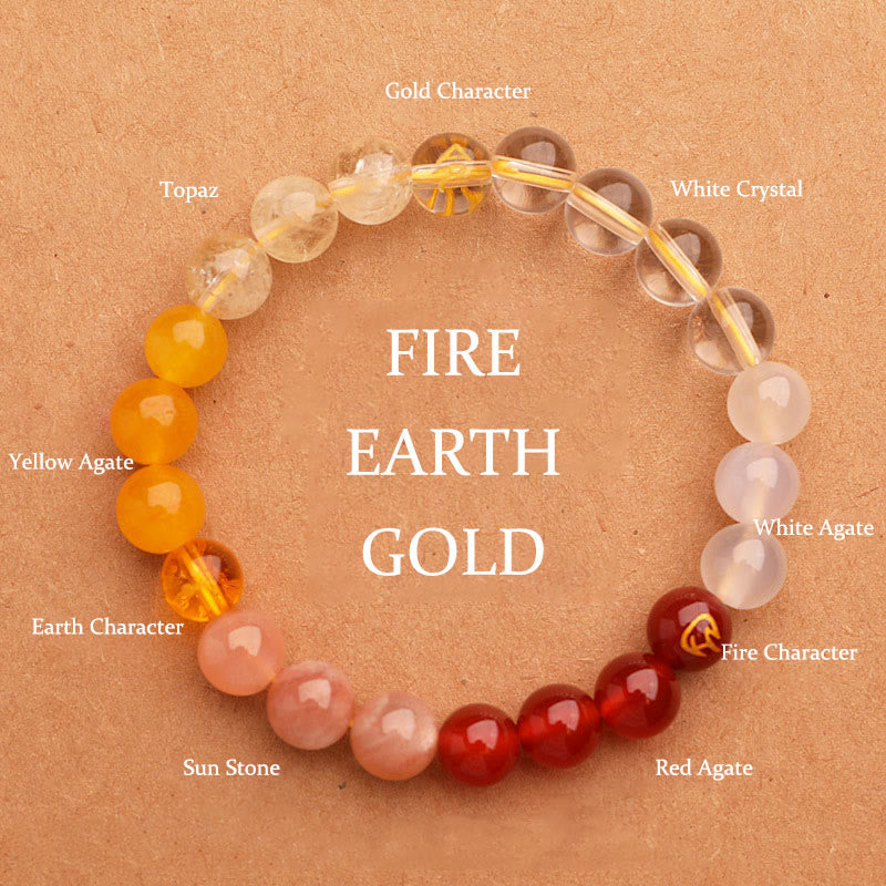 Nimara Ritual Five Elements Various Agate Crystal Sun Stone Wisdom Bracelet