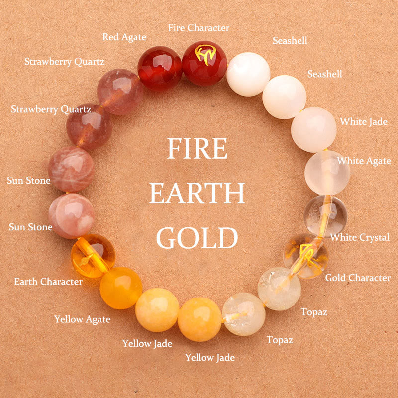 Nimara Ritual Five Elements Various Agate Crystal Sun Stone Wisdom Bracelet