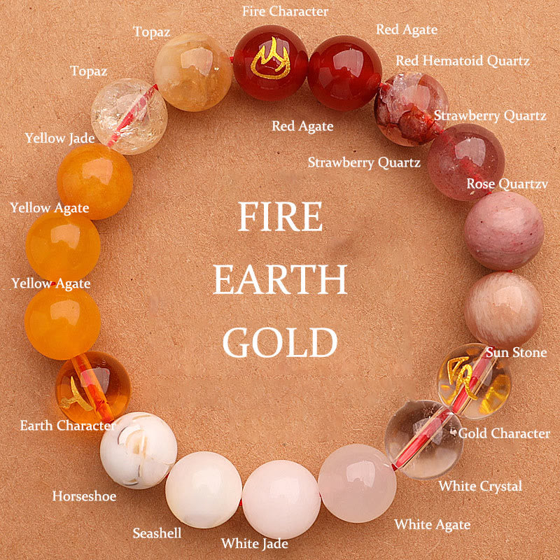 Nimara Ritual Five Elements Various Agate Crystal Sun Stone Wisdom Bracelet