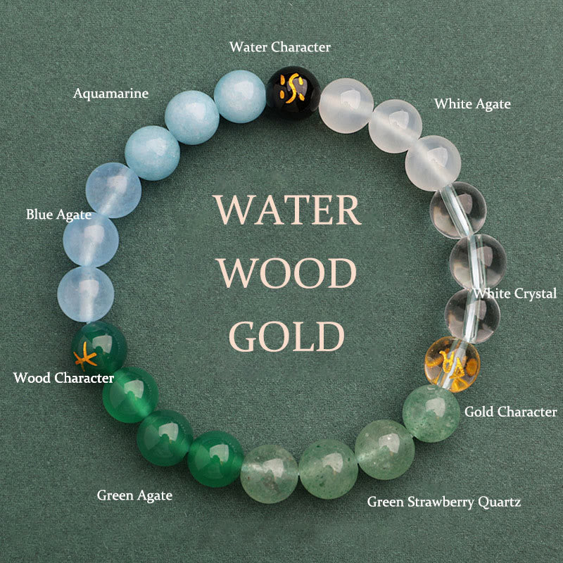 Nimara Ritual Five Elements Various Agate Crystal Sun Stone Wisdom Bracelet