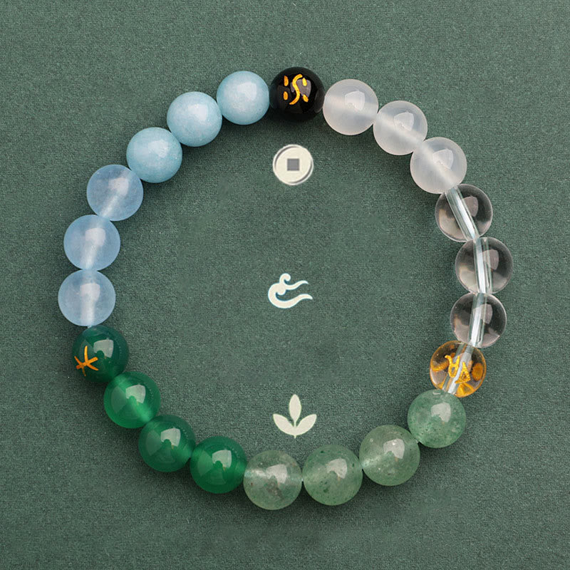 Nimara Ritual Five Elements Various Agate Crystal Sun Stone Wisdom Bracelet