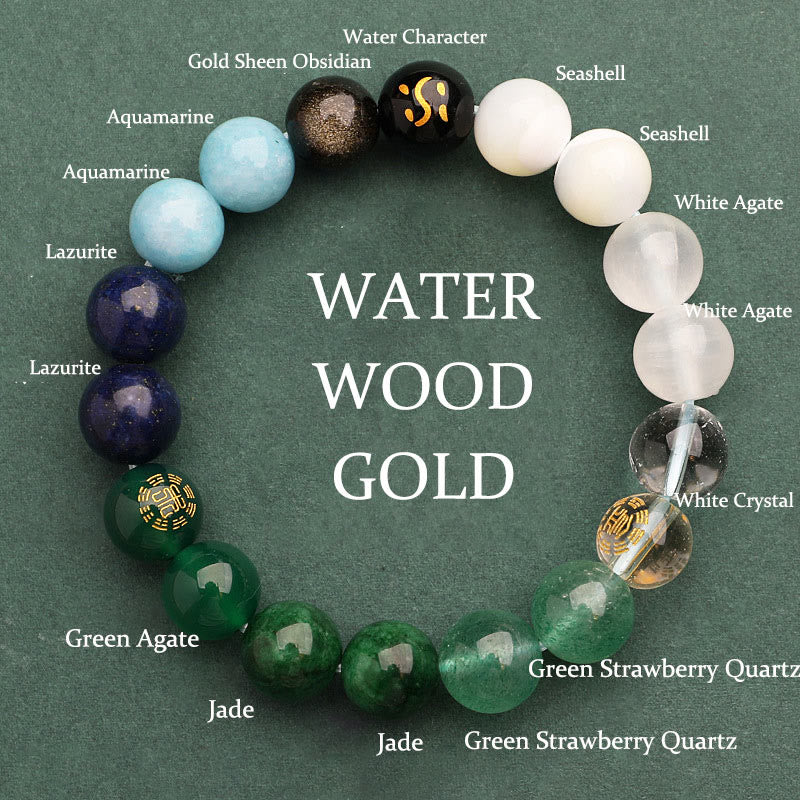 Nimara Ritual Five Elements Various Agate Crystal Sun Stone Wisdom Bracelet