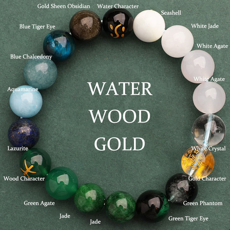 Nimara Ritual Five Elements Various Agate Crystal Sun Stone Wisdom Bracelet