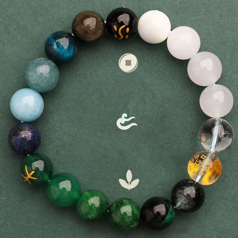 Nimara Ritual Five Elements Various Agate Crystal Sun Stone Wisdom Bracelet