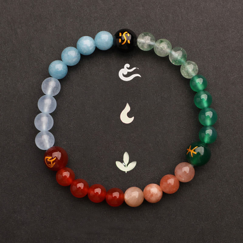 Nimara Ritual Five Elements Various Agate Crystal Sun Stone Wisdom Bracelet