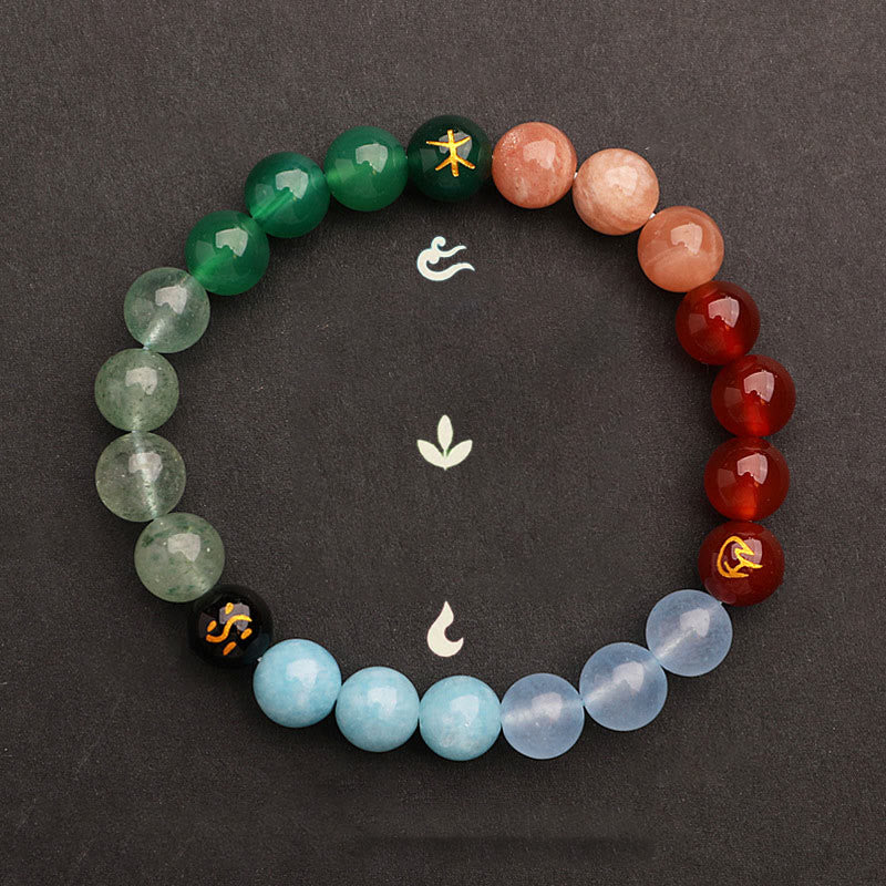 Nimara Ritual Five Elements Various Agate Crystal Sun Stone Wisdom Bracelet