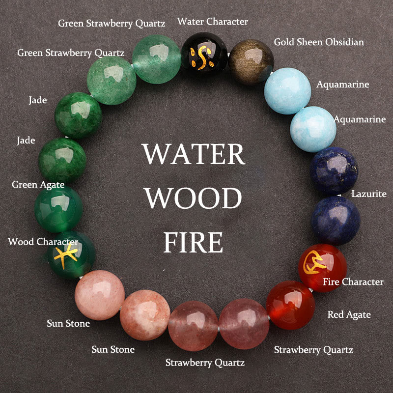 Nimara Ritual Five Elements Various Agate Crystal Sun Stone Wisdom Bracelet