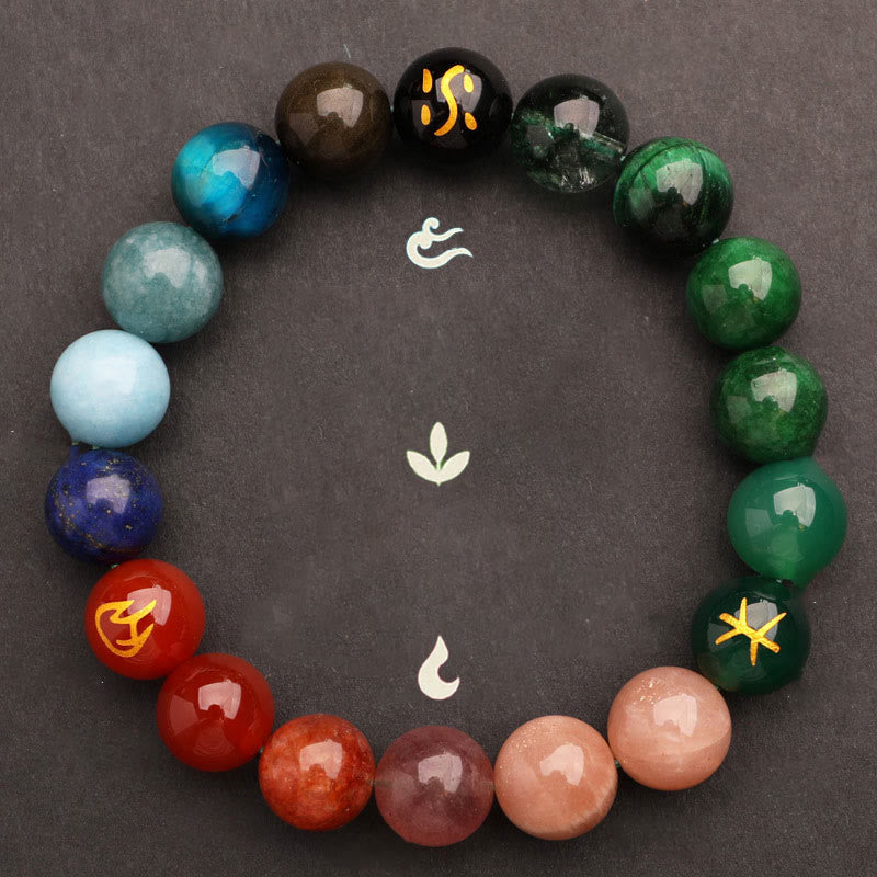 Nimara Ritual Five Elements Various Agate Crystal Sun Stone Wisdom Bracelet