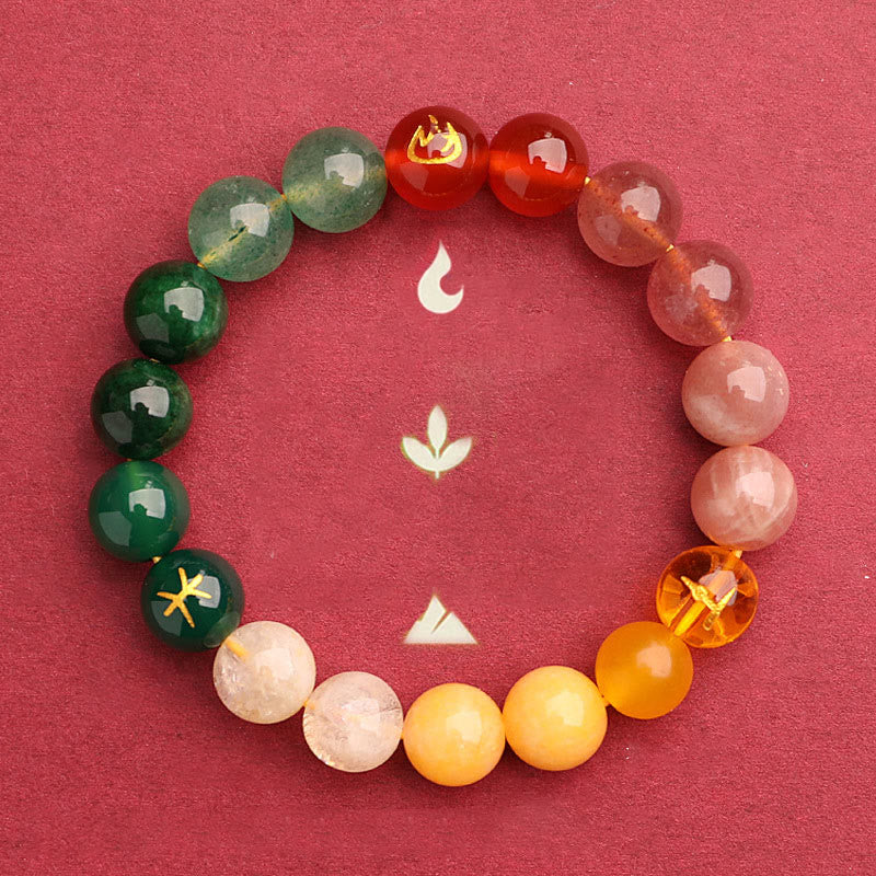 Nimara Ritual Five Elements Various Agate Crystal Sun Stone Wisdom Bracelet