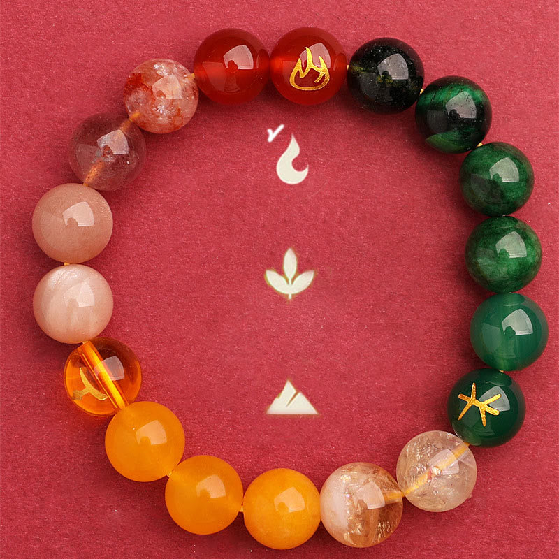 Nimara Ritual Five Elements Various Agate Crystal Sun Stone Wisdom Bracelet