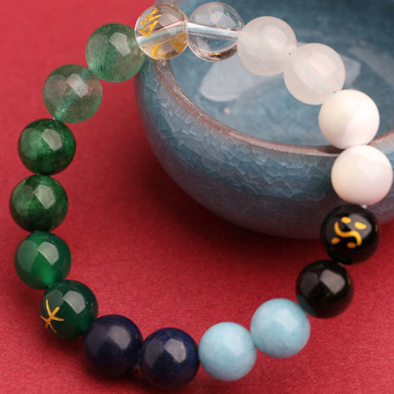 Nimara Ritual Five Elements Various Agate Crystal Sun Stone Wisdom Bracelet