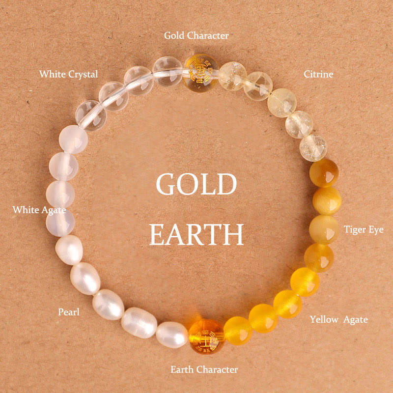 Nimara Ritual Five Elements Various Agate Crystal Black Onyx Green Chalcedony Aquamarine Wisdom Bracelet