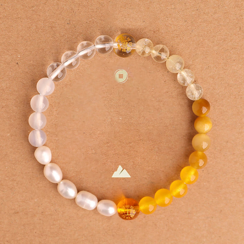 Nimara Ritual Five Elements Various Agate Crystal Black Onyx Green Chalcedony Aquamarine Wisdom Bracelet