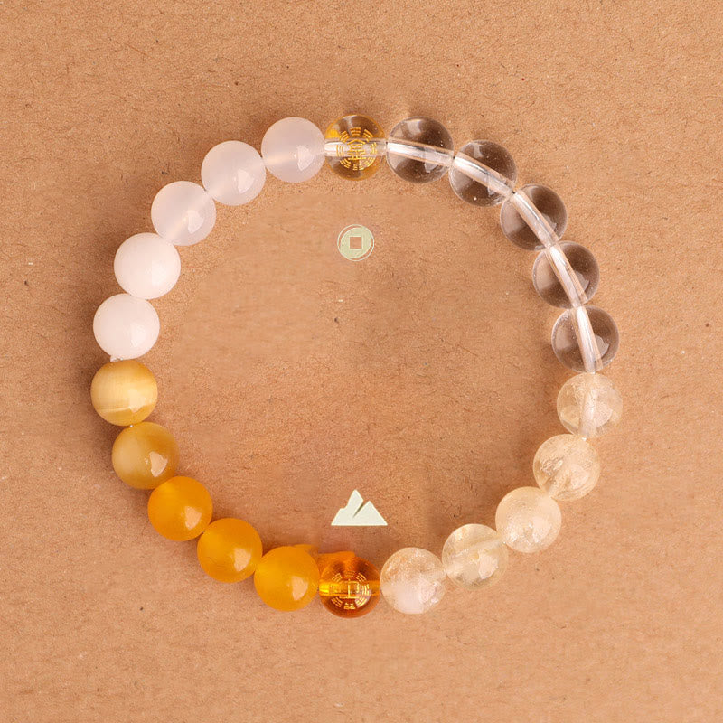 Nimara Ritual Five Elements Various Agate Crystal Black Onyx Green Chalcedony Aquamarine Wisdom Bracelet