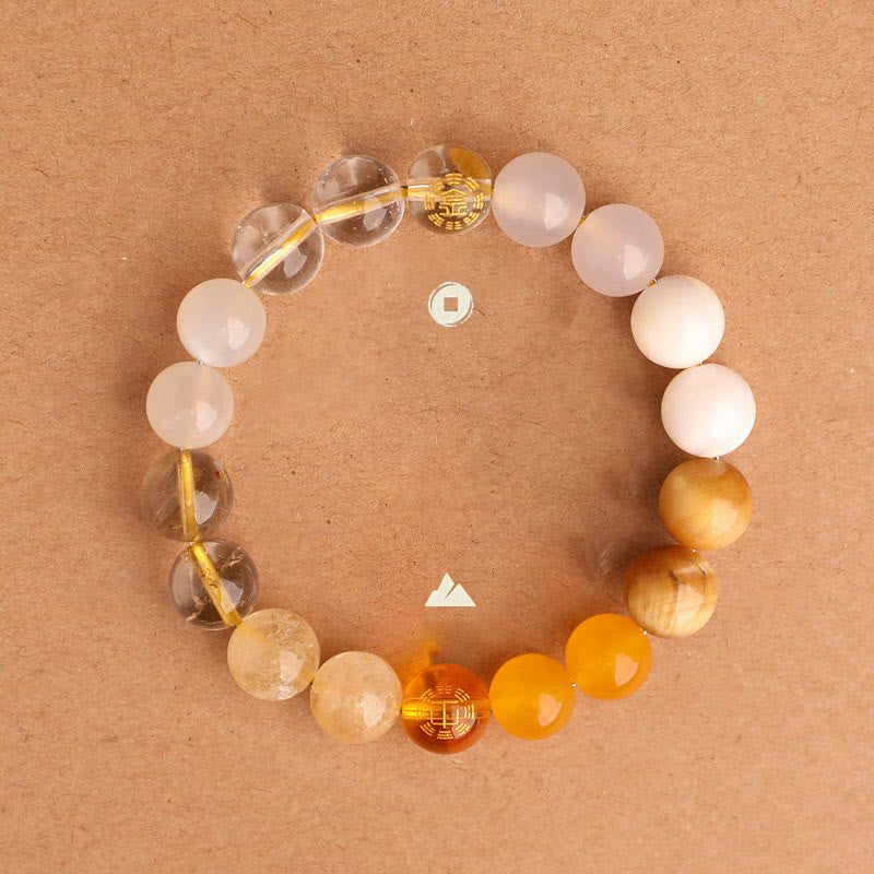Nimara Ritual Five Elements Various Agate Crystal Black Onyx Green Chalcedony Aquamarine Wisdom Bracelet