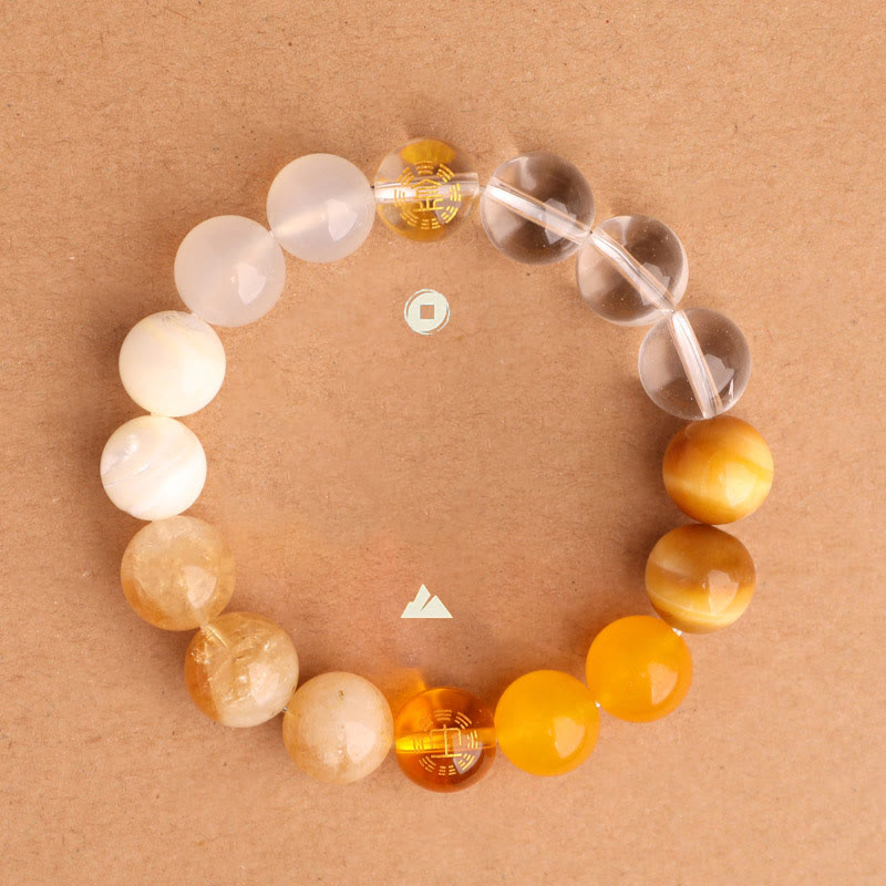 Nimara Ritual Five Elements Various Agate Crystal Black Onyx Green Chalcedony Aquamarine Wisdom Bracelet